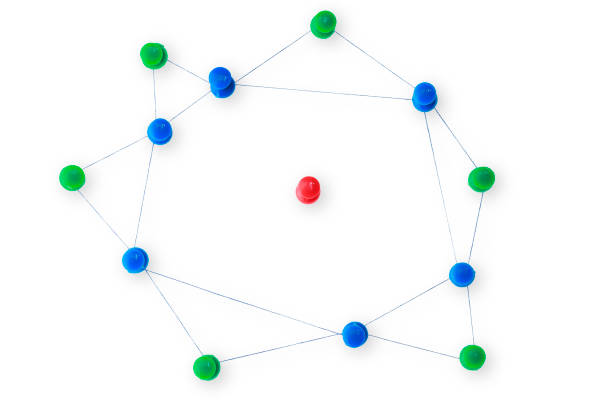 thread connects needles bypassing needle of other color thread connects needles bypassing needle of other color